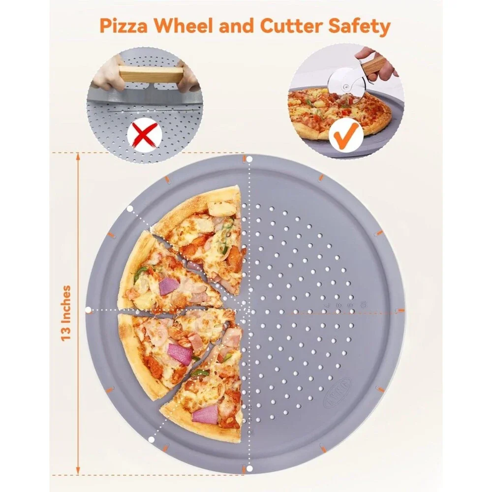 LYNG Pizza Pans 13 Inch, 2 Pack Silicone Nonstick Pizza Tray For Oven, Pizza